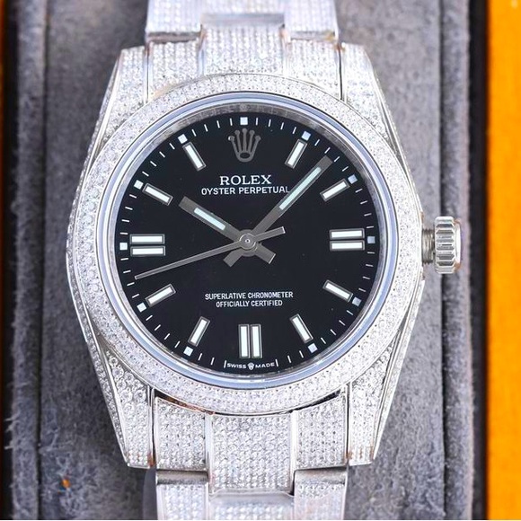 Rolex Oyster Perpetual with Diamond-Studded Elegance